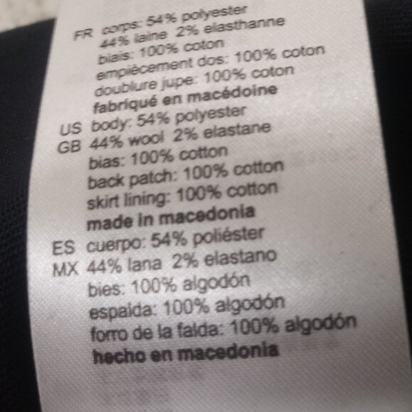 Sandro Pencil Dress Navy Blue Stretch Wool 3/4 Sleeve V Neck Pleat 36 Women S US - Picture 10 of 10